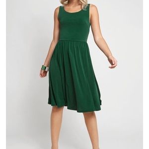 ModCloth simple swish knit dress in dark green